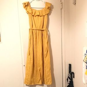 Mustard yellow off the shoulder Zara dress